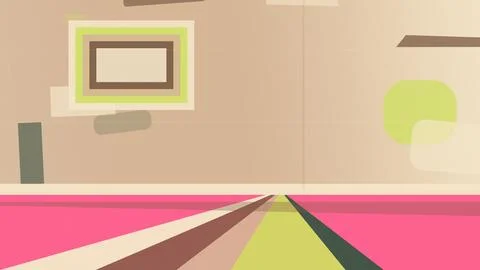 Abstract illustration of a computer setup with colorful lines, neon green a.. Stock Illustration