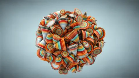 Abstract illustration with cone, 3D rendering, stretched pixels texture Stock Illustration