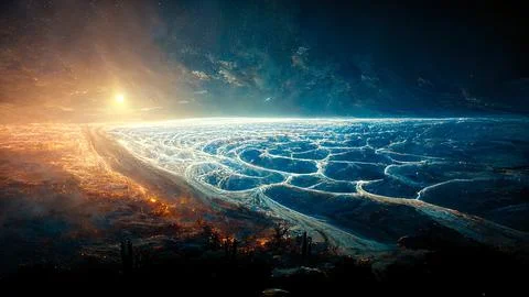 Abstract illustration of the cosmos on the theme of the origin of life in the Stock Illustration