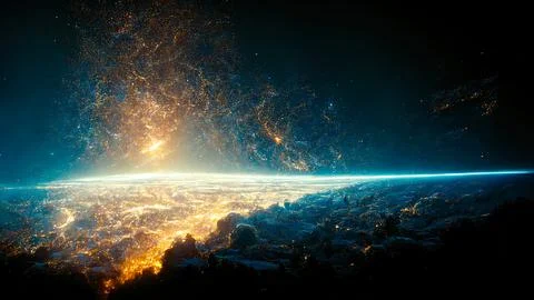 Abstract illustration of the cosmos on the theme of the origin of life in the Stock Illustration