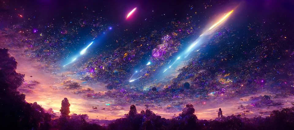 Abstract illustration of the cosmos on the theme of the origin of life in the Stock Illustration