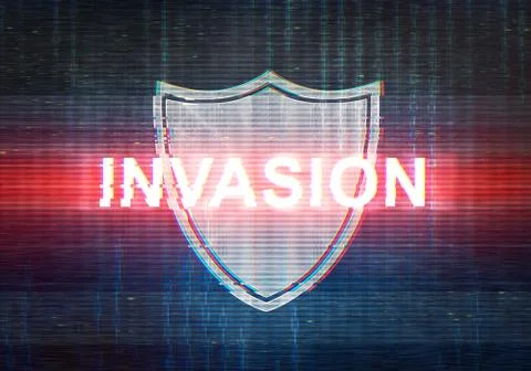 Abstract illustration of distorted display screen with red light spot and shi Stock Illustration