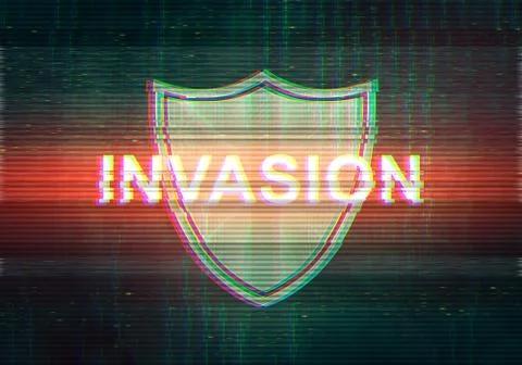 Abstract illustration of distorted display screen with red light spot and shi Stock Illustration