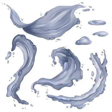 Abstract illustration of dynamic water splashes and droplets in motion show.. Stock Illustration