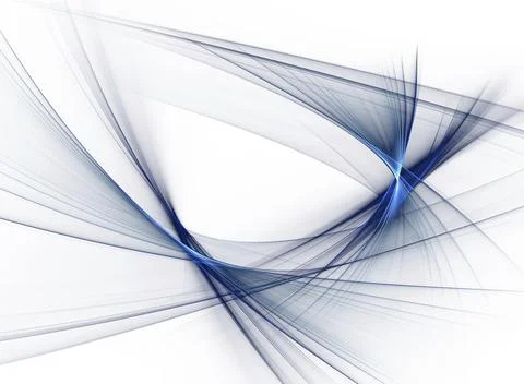 Abstract illustration, dynamic wavy blue stream with stripes against white Stock Illustration