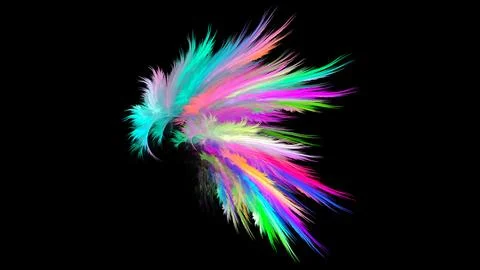 Abstract illustration with feather-like objects in colorful neon colors. Stock Illustration
