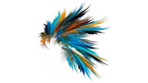 Abstract illustration with feather-like objects in colorful neon colors. Stock Illustration