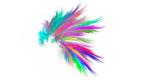 Abstract illustration with feather-like objects in colorful neon colors. Stock Illustration