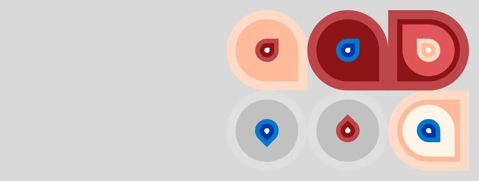Abstract illustration features circular shapes, varying colors, plus droplet Stock Illustration