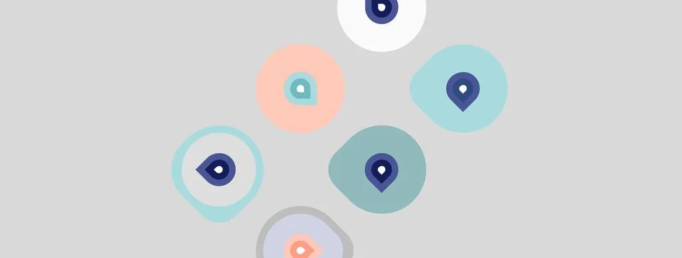 Abstract illustration features circular shapes, varying sizes, pastel colors. Stock Illustration