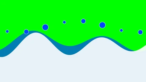 Abstract illustration featuring blue circles over a green and white wavy land Stock-Footage 340902698