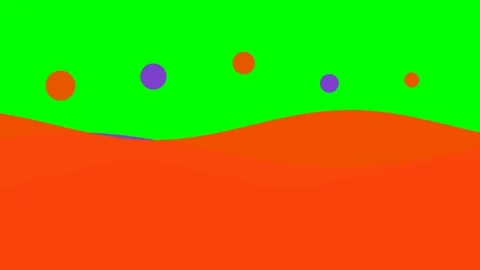 Abstract illustration featuring floating purple and orange circles on green 库存影片 340903056