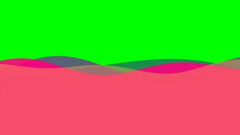 Abstract illustration featuring overlapping colorful waves on green backgroun Stock Footage 340905189