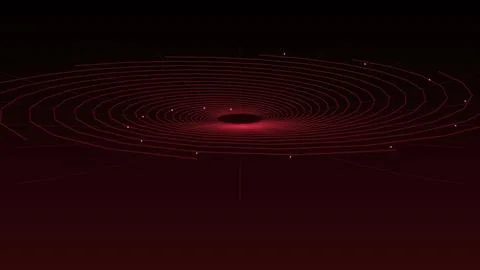 An abstract illustration featuring red spiral lines converging toward a dar.. Illustrazione stock
