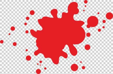 Abstract illustration featuring a vibrant red splatter and surrounding dots.. Stock Illustration