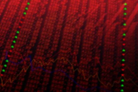 Abstract illustration of financial data processing against red background Stock Illustration