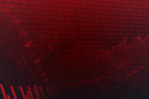 Abstract illustration of financial data processing against red background Stock Illustration