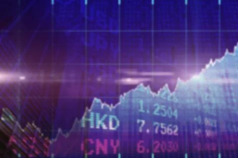 Abstract illustration of financial data processing against purple background Illustrazione stock