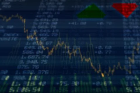 Abstract illustration of financial data processing against blue background Stock Illustration