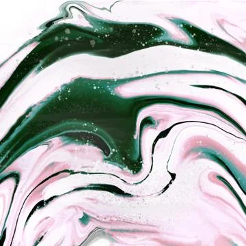 Abstract illustration fluid art design background pink dark green color Stock Illustration