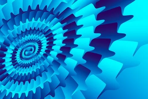 Abstract illustration of gradient azure blue gear. Spiral swirling pattern of Stock Illustration