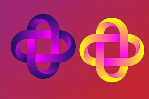 Abstract illustration of an interconnected circular knot design with gradie.. イラスト素材