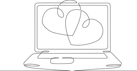 Abstract illustration of interconnected clouds floating above a laptop Vector Stock Illustration