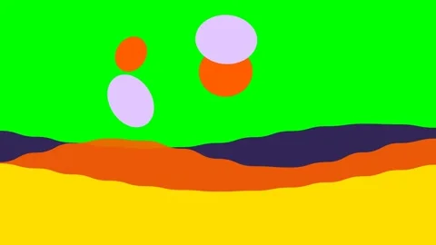 Abstract illustration of a landscape with bright colorful floating shapes Video stock 340263340