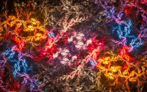 Abstract illustration of lava flows of different colors, shimmering and mergi Stock Photos