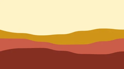 Abstract illustration of layered rolling hills in sunset color palette 스톡 동영상 338310288