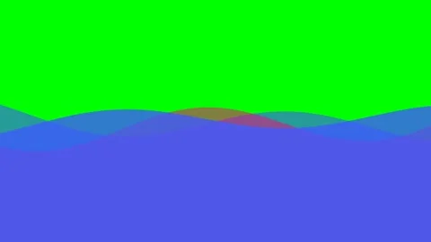 Abstract illustration of layered rolling waves against a bright green sky Stock Footage 340263347
