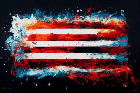 Abstract Illustration Made of American Flag Colored Oil Paint Background Stock Illustration
