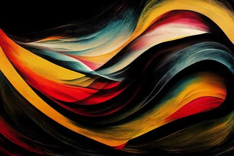 Abstract Illustration Made of Multi Colored Oil Paint on Black Background Stock Illustration
