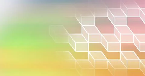 Abstract illustration of multiple 3d geometrical cube shapes against gradient Stock Illustration