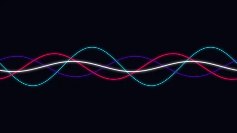 Abstract illustration of multiple overlapping sine waves on black background Video stock 335117791