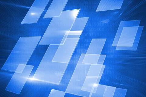 Abstract illustration of multiple square shapes against blue background Illustrazione stock