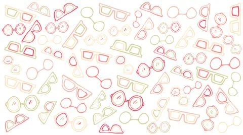 Abstract illustration of multiple yellow and red glasses icons in seamless Stockillustratie