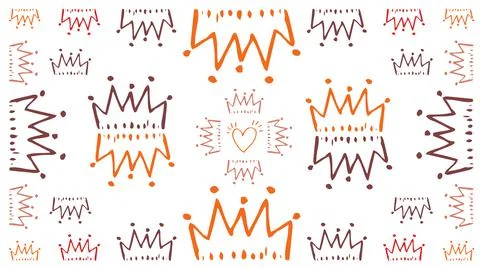 Abstract illustration of multiple yellow and red crown icons in seamless pattern 스톡 일러스트