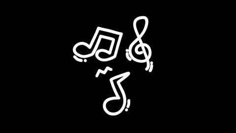 Abstract illustration of musical notes on a black background, symbolizing c.. Stock Footage 319588252