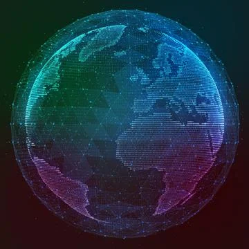 Abstract illustration network data connection in the Earth map Stock Illustration