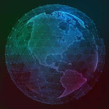 Abstract illustration network data connection in the Earth map 스톡 일러스트