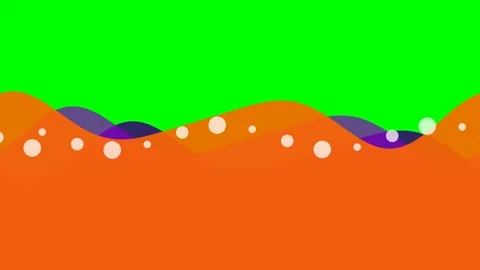 Abstract illustration of orange waves against a bright vibrant green backgrou Stock Footage 340265001