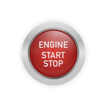 Abstract illustration with red engine start button on white background. Isolated Stock Illustration