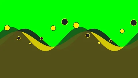 Abstract illustration of rolling hills under a vibrant green sky at night Видео 341821203