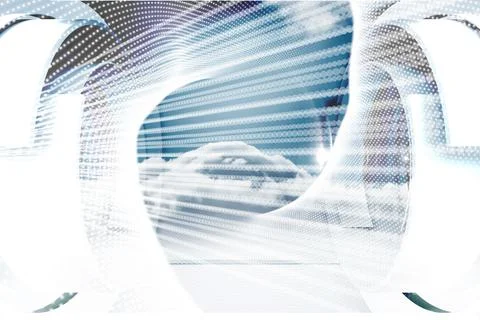 Abstract illustration of rows of white dots over two circular scope scanner 스톡 일러스트
