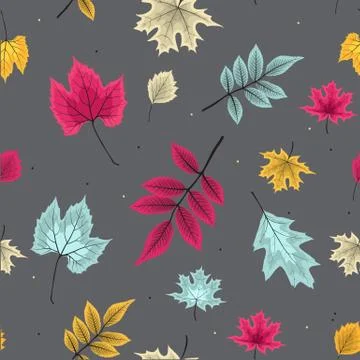 Abstract  Illustration Seamless Pattern Background with Falling Autumn Leaves Stock Illustration