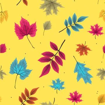 Abstract  Illustration Seamless Pattern Background with Falling Autumn Leaves 스톡 일러스트