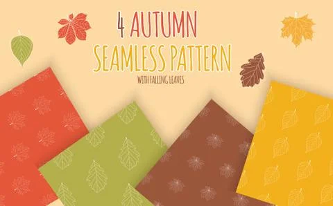 Abstract  Illustration Seamless Pattern Background with Falling Autumn Leaves Stock Illustration