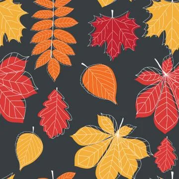 Abstract  Illustration Seamless Pattern Background with Falling Autumn Leaves 스톡 일러스트
