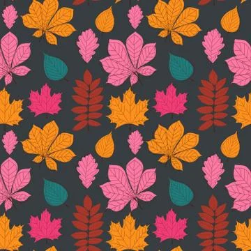 Abstract  Illustration Seamless Pattern Background with Falling Autumn Leaves Stock Illustration